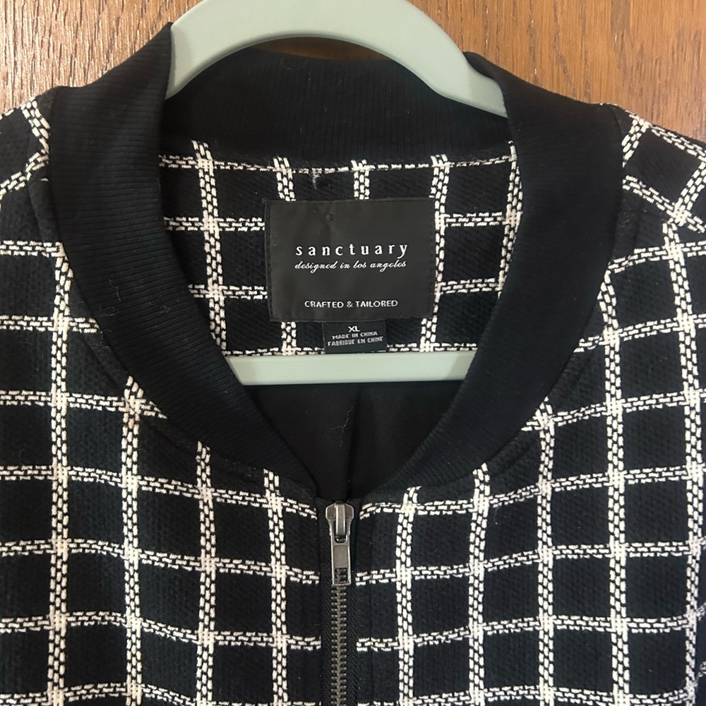 Sanctuary Black and White Grid Bomber Jacket - Picture 2 of 3